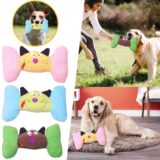 Cat Face Bone Plush Dog Chew Toys for Pets