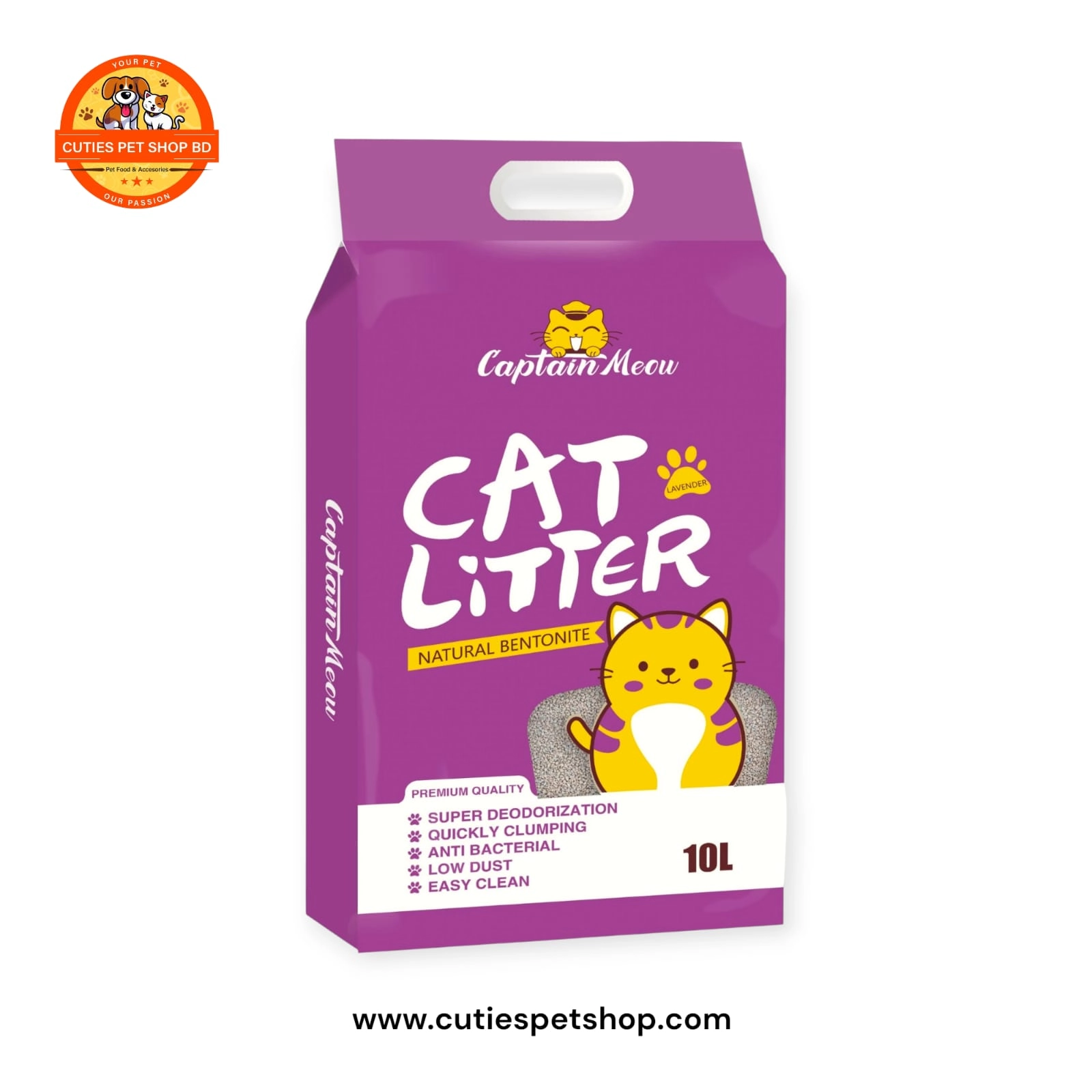 Captain Meow Bentonite Cat Litter Lavender 10L