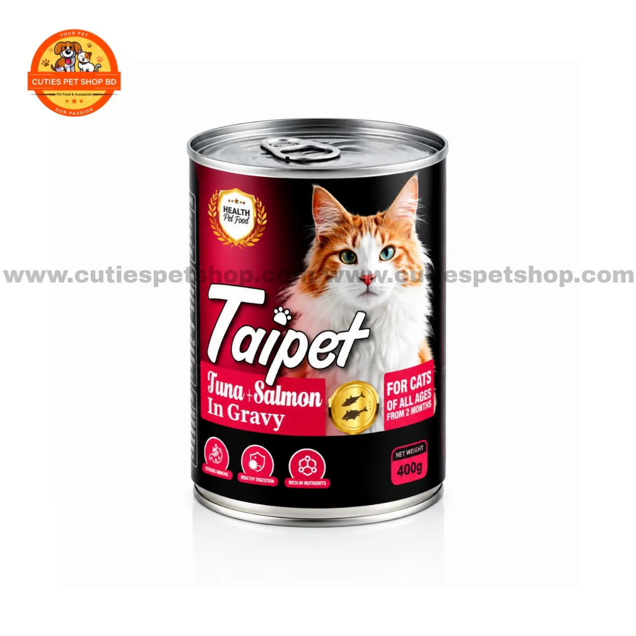 Taipet Can Food Tuna & Salmon in Gravy For Cats Of Adult & Kitten From 2months 400g