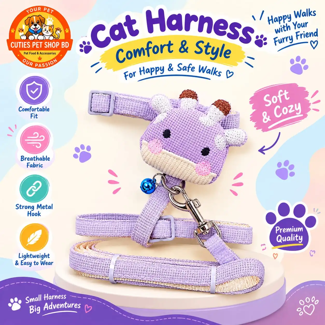 Adjustable Cat Harness with Leash